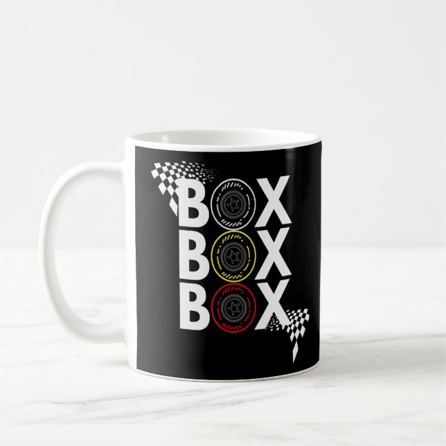 Formula Racing Car Box Box Box Radio Call To Pitbo Coffee Mug (Left)