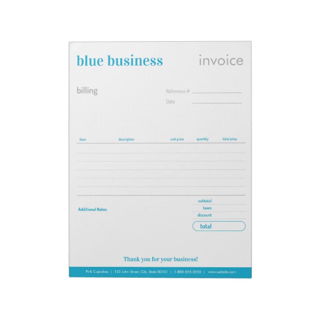 Formulaire de commande ou Bloc-notes bleu vierge (Tourné)