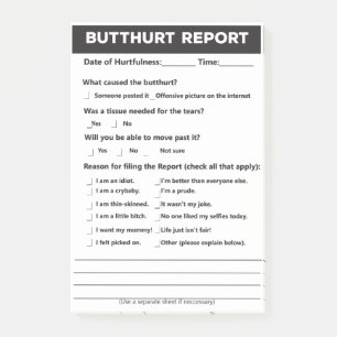 Formulaire de déclaration de Butthurt Post-it® Not