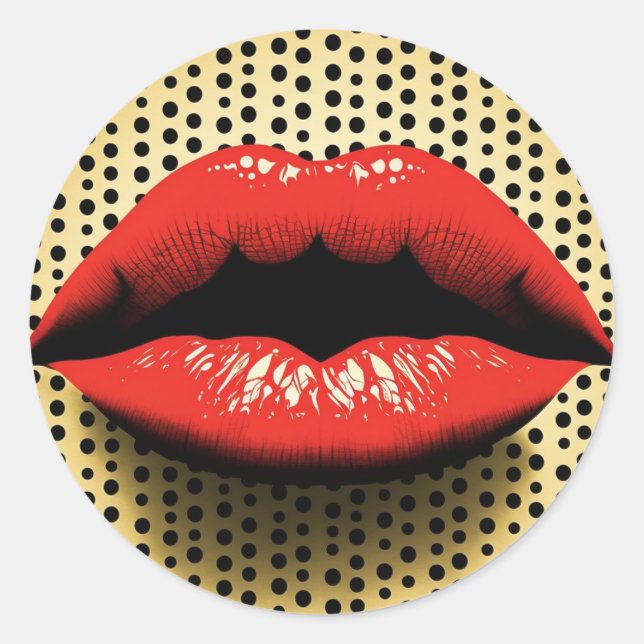 Fornasetti Style Lips Classic Round Sticker (Front)