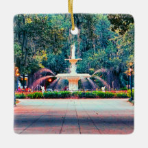 Forsyth Fountain at Dusk Ornament
