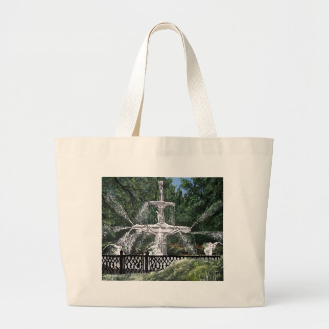 Forsyth Park Water Fountain Savannah Georgia GA Large Tote Bag (Front)