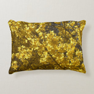 Forsythia "Less gloom, more bloom", inspirational Accent Pillow