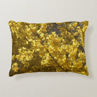 Forsythia "Less gloom, more bloom", inspirational Accent Pillow