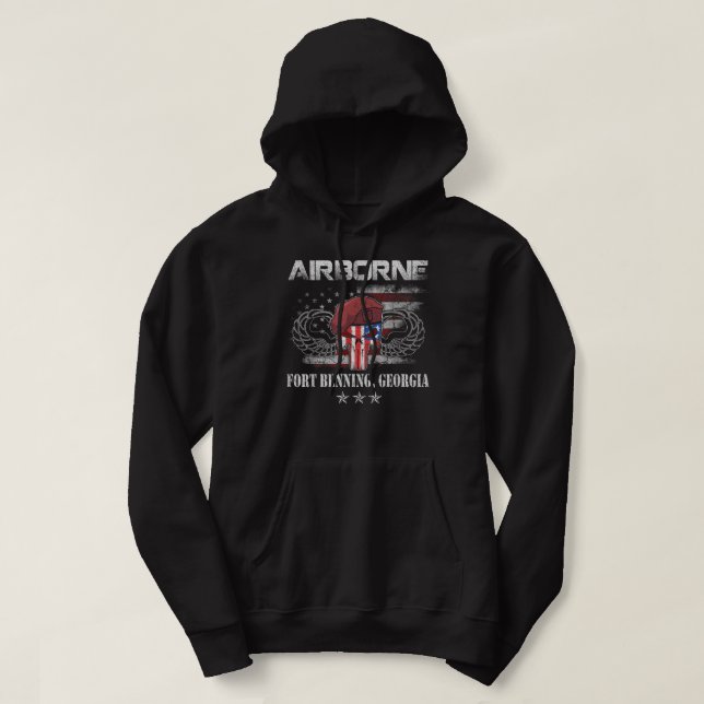 Fort Benning GA Army Base-Airborne Tshirt, Veteran Hoodie (Design Front)