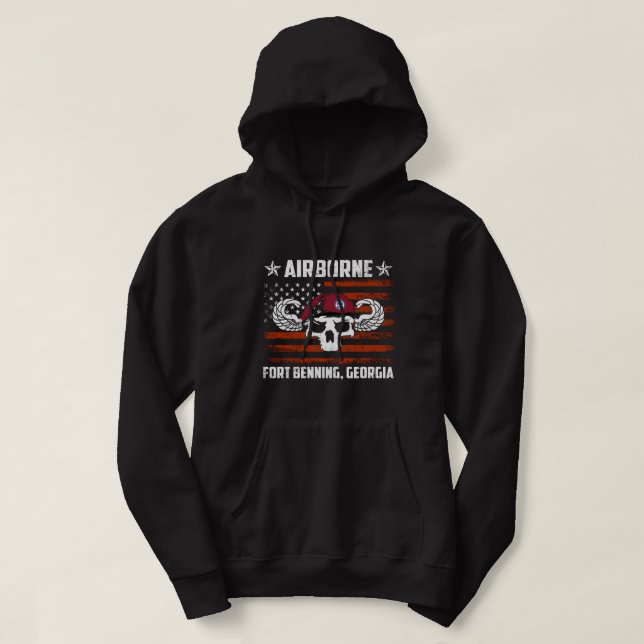 Fort Benning GA Army Base-Airborne Tshirt, Veteran Hoodie (Design Front)