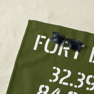 Fort Benning Latitude Longitude Beach Towel