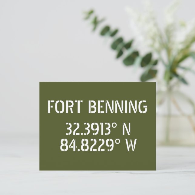 Fort Benning Latitude Longitude Postcard (Standing Front)