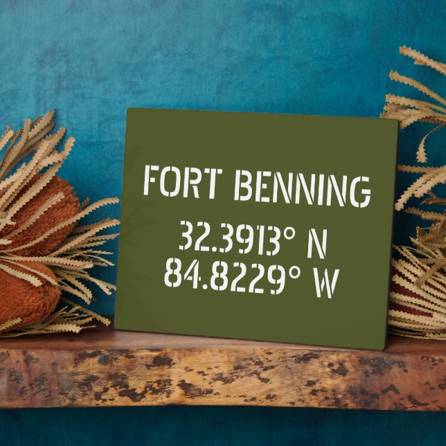 Fort Benning Latitude Longitude  Tabletop Plaque (Side)