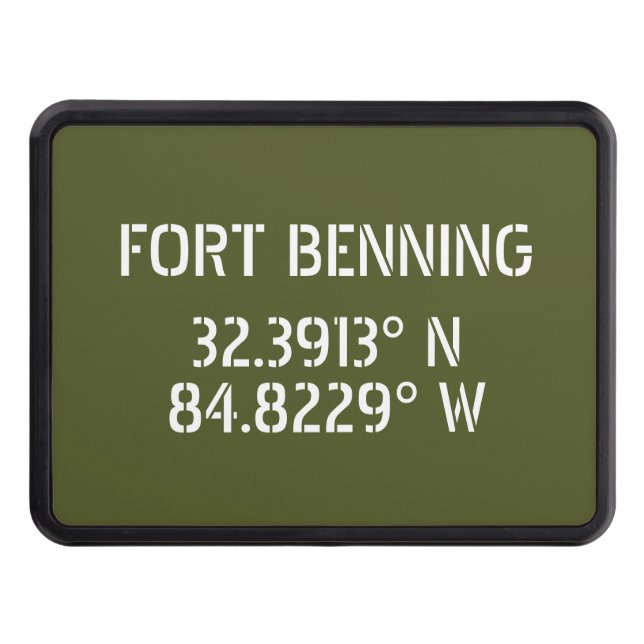 Fort Benning Latitude Longitude Trailer Hitch Cover (Front)