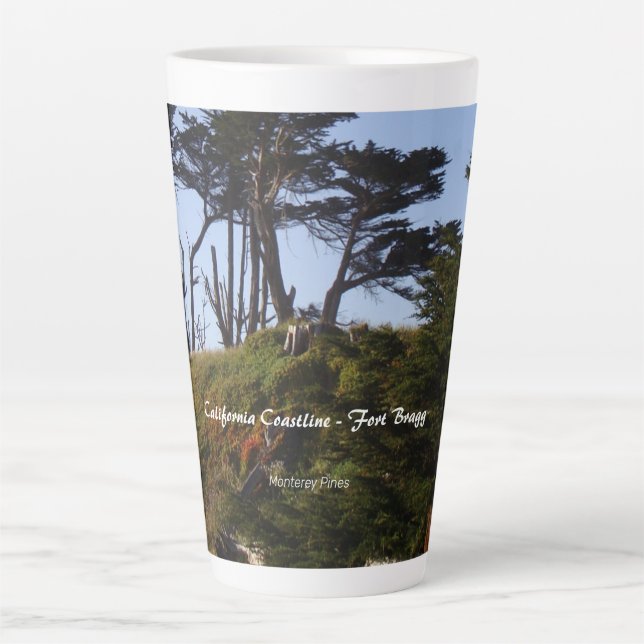 Fort Bragg California Coastline Monterey Pines Latte Mug (Front)