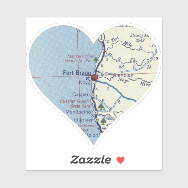 Fort Bragg California Vintage Map (Sheet)