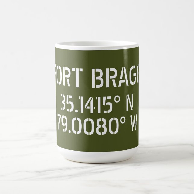 Fort Bragg Latitude Longitude  Coffee Mug (Center)