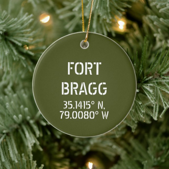 Fort Bragg Latitude Longitude Personalized Ceramic Ornament (Tree)