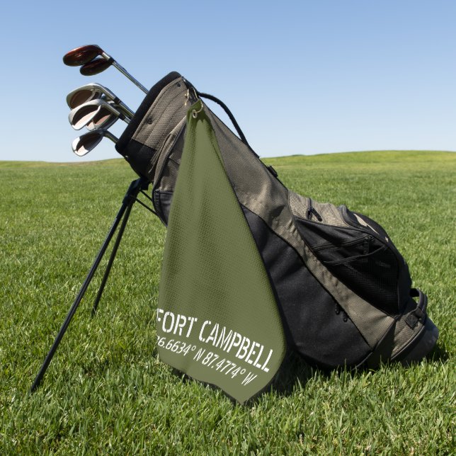 Fort Campbell Latitude Longitude Golf Towel (Green)