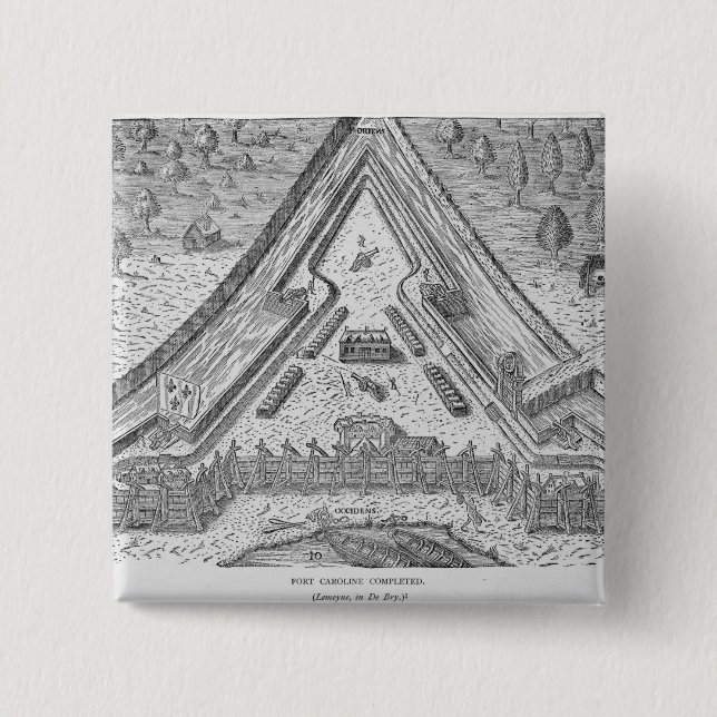 Fort Caroline Completed 2 Inch Square Button (Front)