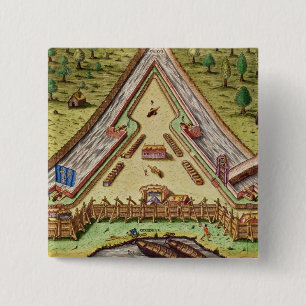 Fort Caroline, from 'Brevis Narratio' 2 Inch Square Button