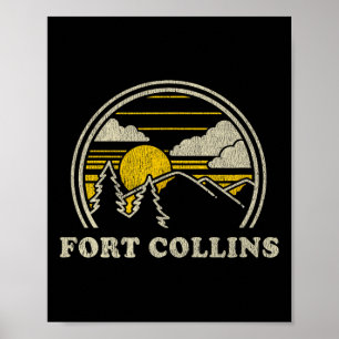 Fort Collins Colorado Co T Shirt Vintage Hiking Mo Poster