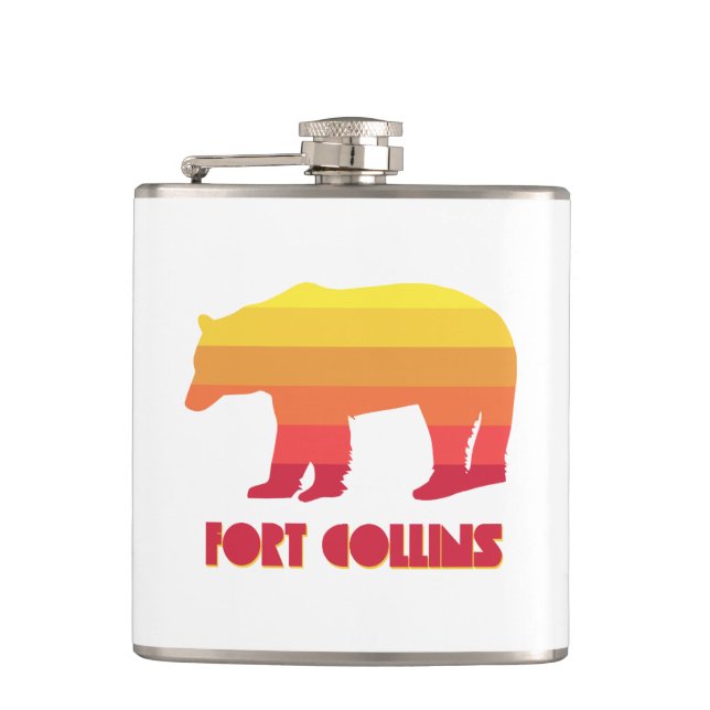 Fort Collins Colorado Rainbow Bear Hip Flask (Front)