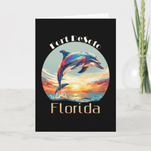 Fort Desoto Florida Summer Vacation Beach Dolphin  Card