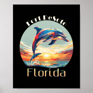 Fort Desoto Florida Summer Vacation Beach Dolphin  Poster