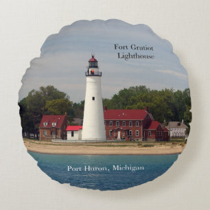 Fort Gratiot Lighthouse round double sided pillow