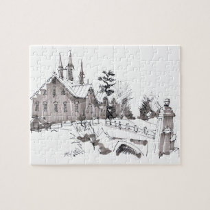 Fort Hunter Barn Sketch / Artist Larry Lerew Jigsaw Puzzle