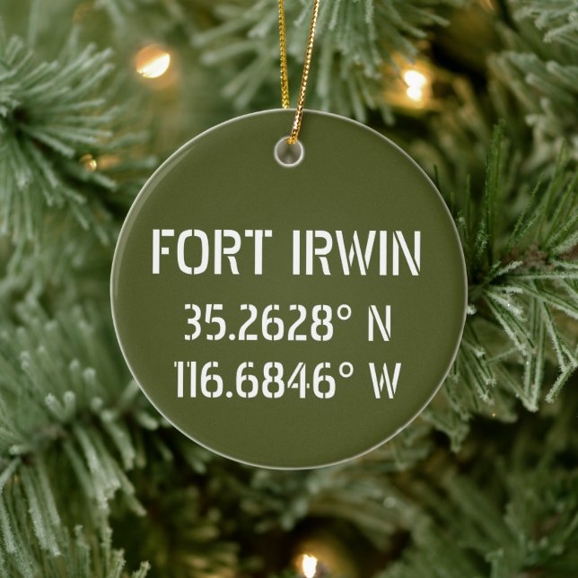 Fort Irwin Latitude Longitude Personalized Ceramic Ornament (Tree)
