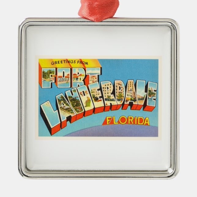Fort Lauderdale #2 Florida FL Old Travel Souvenir Metal Ornament (Front)