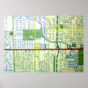 Fort Lauderdale, affiche vintage de carte de FL