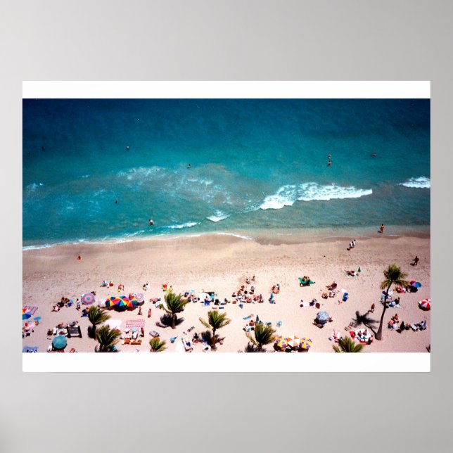 Fort Lauderdale Beach aerial ocean view photograph Poster (Front)
