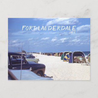 Fort Lauderdale Beach Cabanas Retro Travel Image Postcard