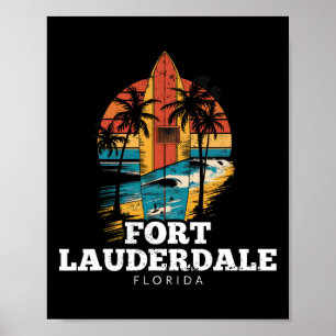Fort Lauderdale Beach Florida Surfboard Surfing Re Poster