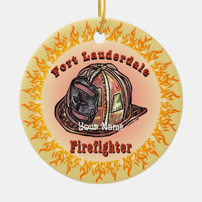 Fort Lauderdale Firefighter  Ceramic Ornament (Front)