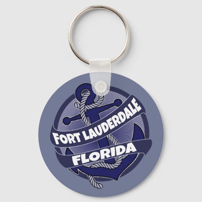 Fort Lauderdale Florida anchor swirl keychain (Front)