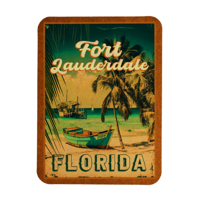 Fort Lauderdale Florida Beach Retro Tropical 60s Magnet (Vertical)