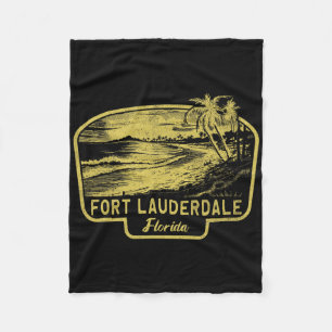 Fort Lauderdale Florida Beach Surf Vintage Blue Me Fleece Blanket