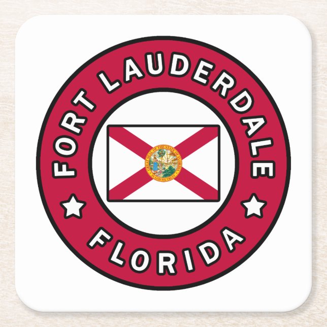 Fort Lauderdale Florida Square Paper Coaster (Front)