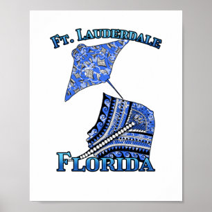 Fort Lauderdale Florida Vacation Tribal Stingray Poster
