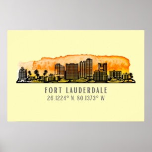 Fort Lauderdale Skyline & Coordinates   Poster