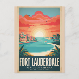 Fort Lauderdale Vintage Florida Travel Poster Postcard