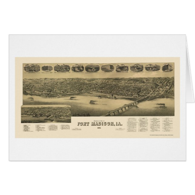Fort Madison, carte panoramique d'IA - 1888 (Devant horizontal)