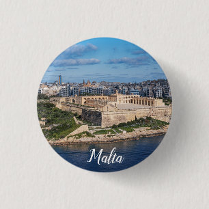 Fort Manoel and Sliema from Valletta, Malta 1 Inch Round Button
