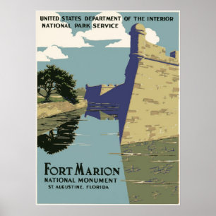 Fort Marion National Monument Vintage Travel Poster