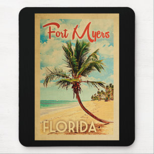 Fort Meyers Florida Palm Tree Beach Vintage Travel Mouse Pad