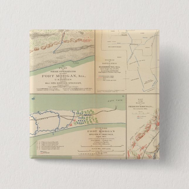 Fort Morgan, Ala 2 Inch Square Button (Front)
