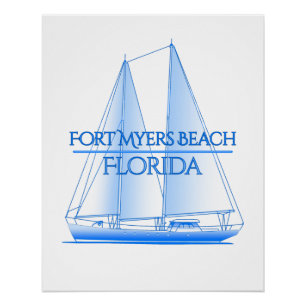 Fort Myers Beach Coastal Nautical Sailing Sailor Poster