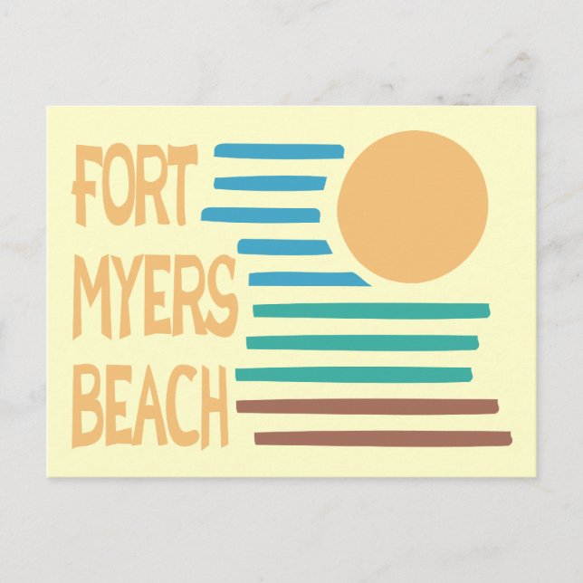 Fort Myers Beach Florida geometric sunset Postcard (Front)