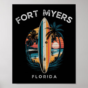 Fort Myers Beach Florida Men Women Surfing  Poster