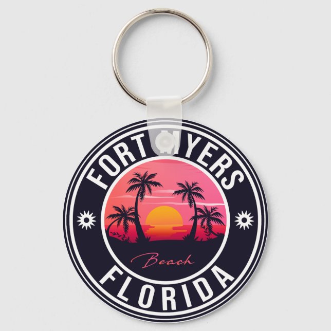 Fort Myers Beach Retro - Florida Souvenirs Keychai Keychain (Front)